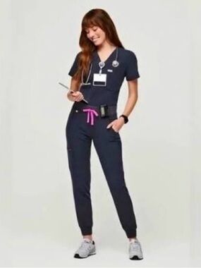 Figs Scrubs Set in Night Sky, XS top and XSP bottom